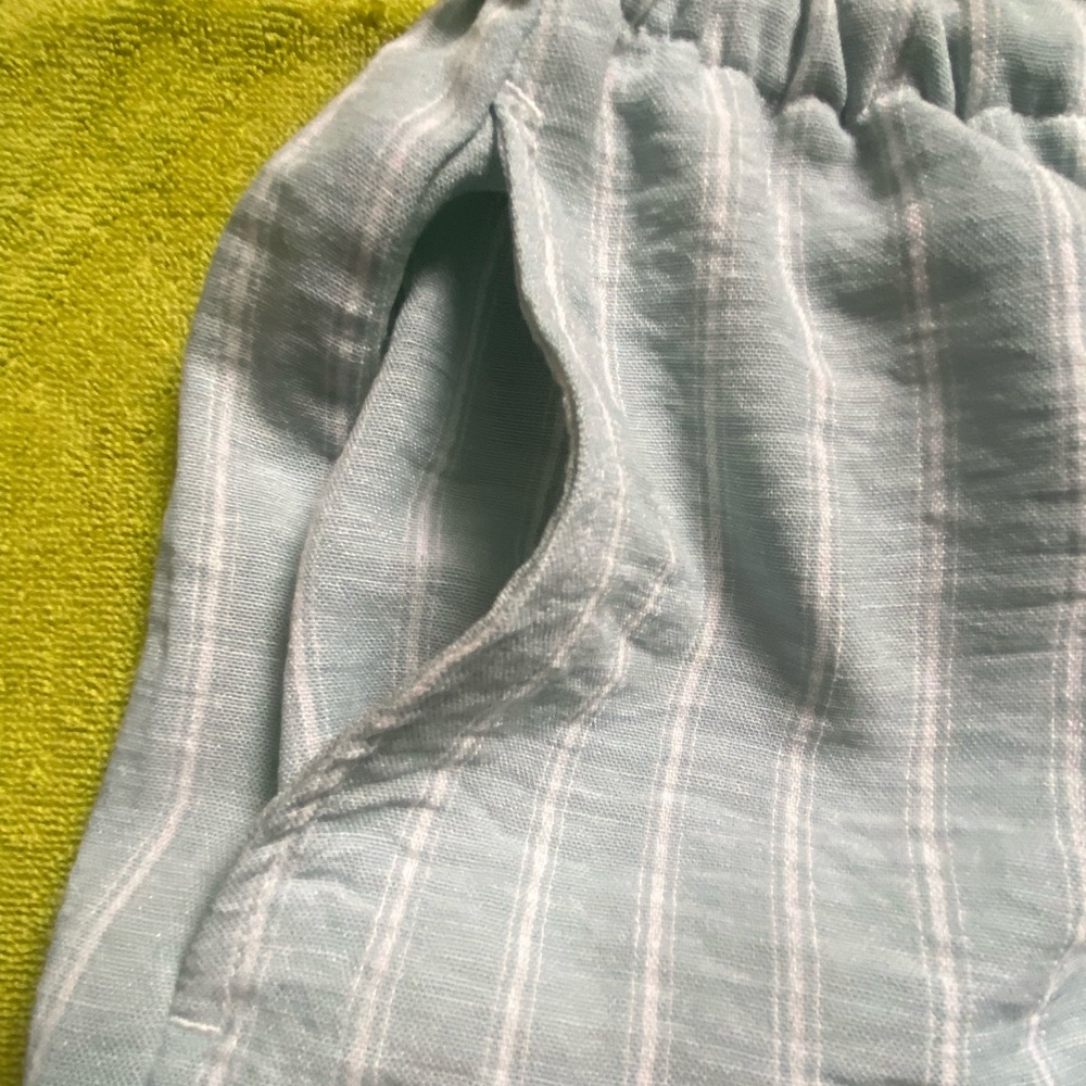 Sky Blue Striped High Waist Women's Shorts - Picture 6 of 7